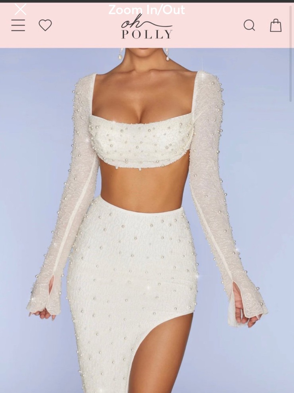 Oh Polly Ivory Pearl-Detailed Two-Piece Set